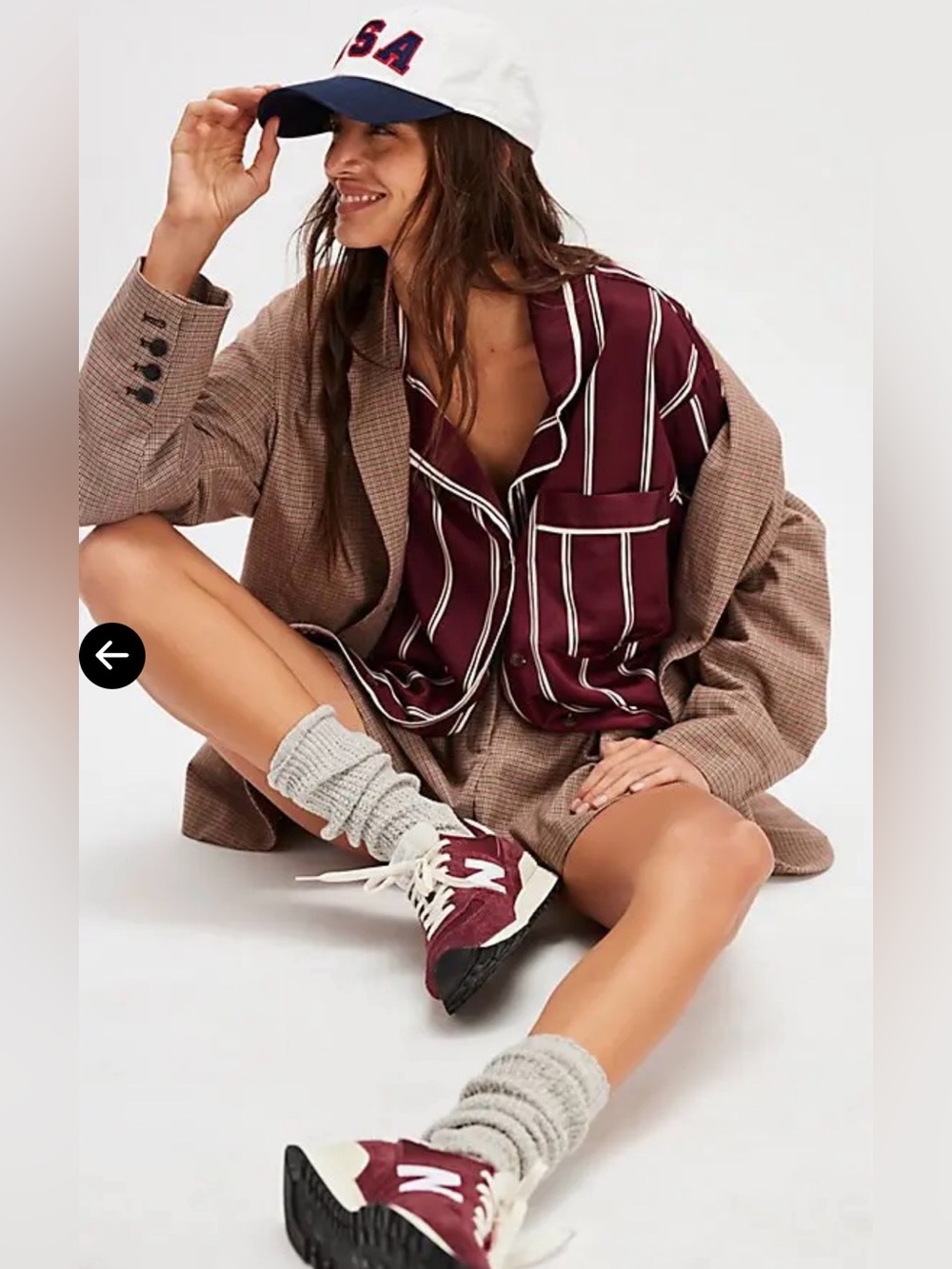 Free People We The Free Rorie Mahogany Combo Striped Shirt Small